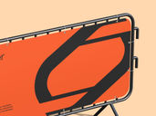 Rounded Barrier Banner Mockup Isometric View Preview 5
