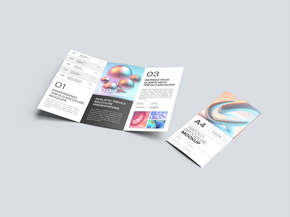 Trifold Brochure Mockup Isometric View Preview 1