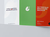 Trifold Brochure Mockup Low Angle View Preview 4