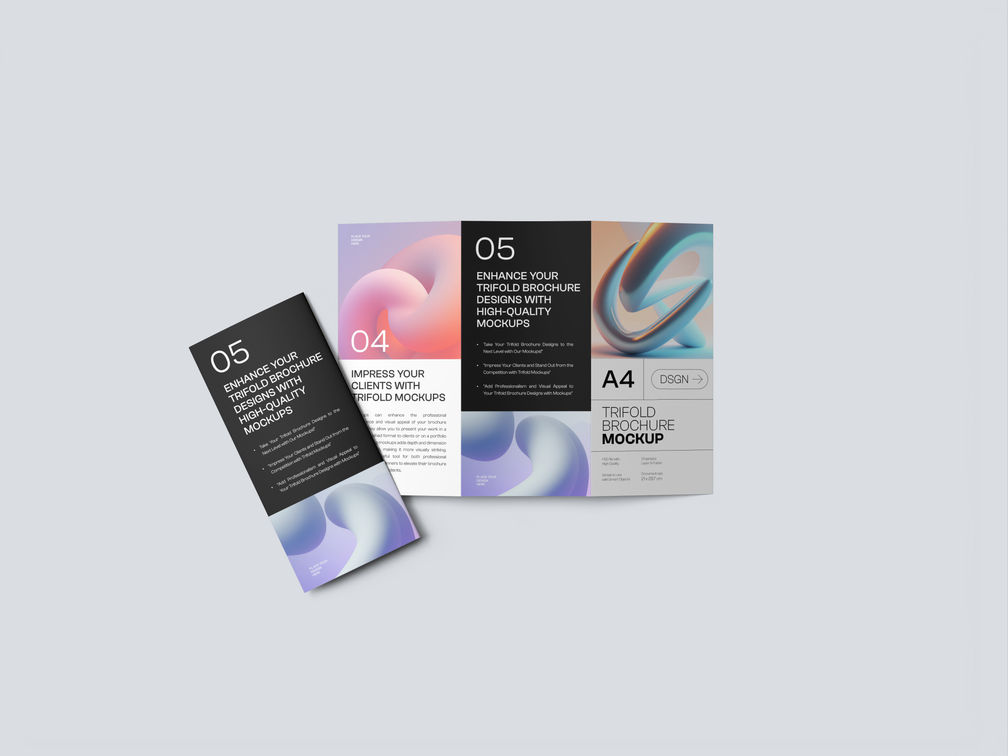 Trifold Brochure Mockup Top View Preview 1