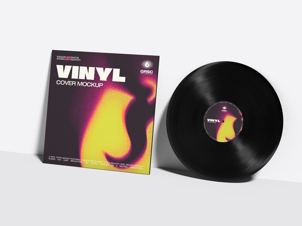 Vinyl Cover Mockup Half Side View Preview 1