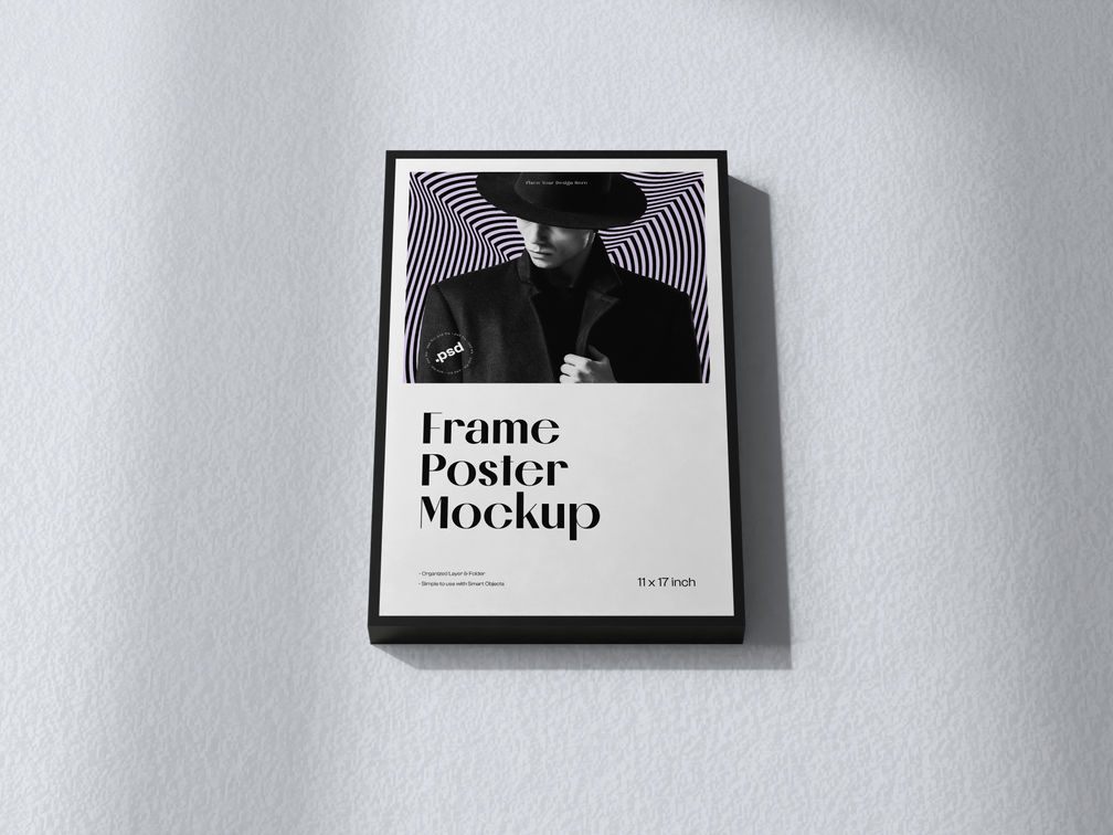 Wall Poster Frame Mockup Low Angle View Preview 1