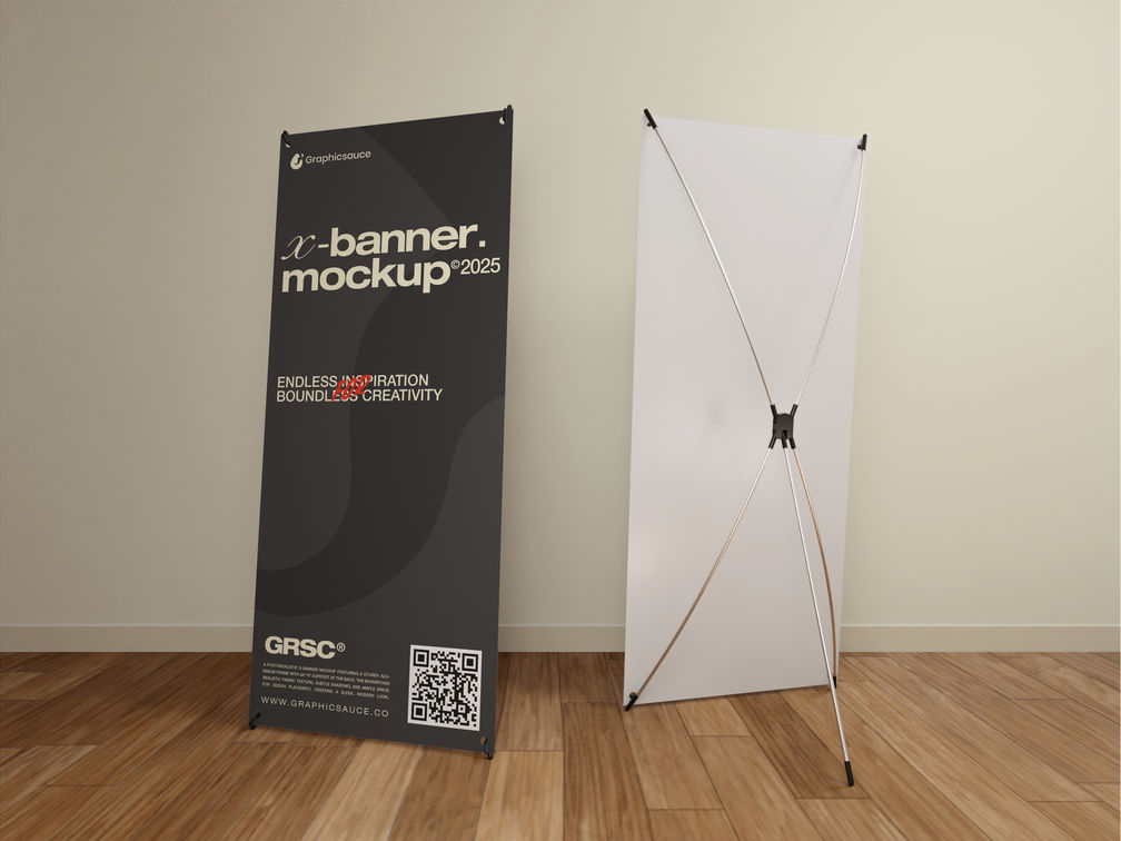 X Banner Mockup Back Half Side View Preview 1
