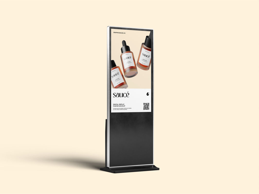 Digital Display Poster Mockup Half Side View Preview 1