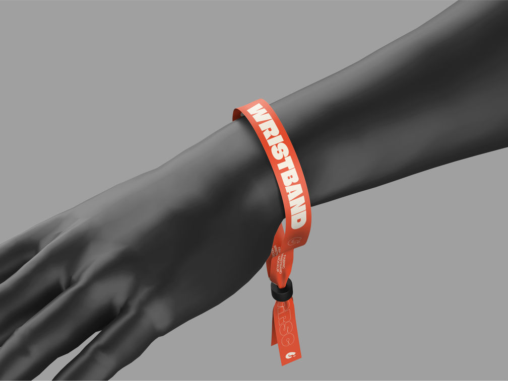 Fabric Wristband Mockup Flying View Preview 1