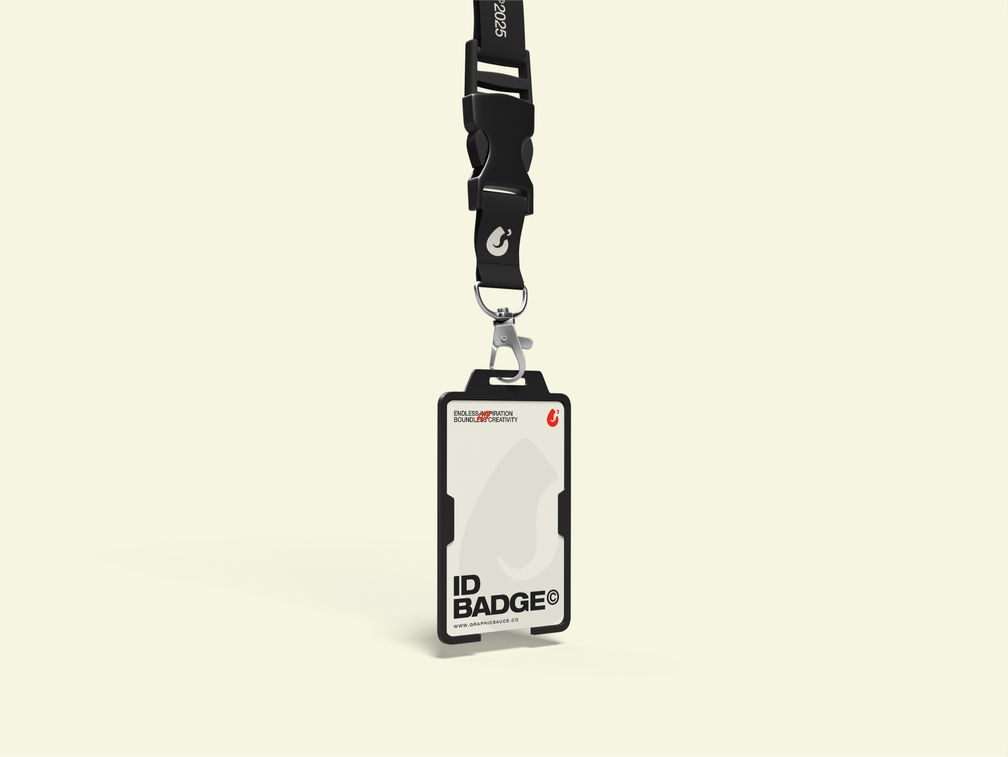 Lanyard Id Badge Mockup Half Side View Preview 1