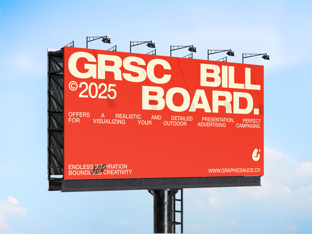 Outdoor Billboard Mockup Half Side View Preview 1