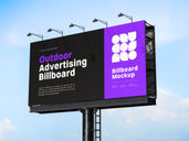 Outdoor Billboard Mockup Low Angle View Preview 3