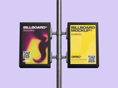 Outdoor Double Billboard Pole Sign Mockup Front View Preview 2