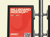 Outdoor Double Billboard Pole Sign Mockup Front View Preview 4