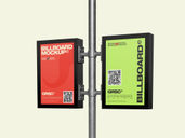 Outdoor Double Billboard Pole Sign Mockup Half Side View Preview 2