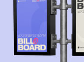 Outdoor Double Billboard Pole Sign Mockup Half Side View Preview 4