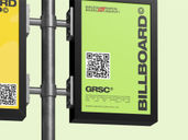 Outdoor Double Billboard Pole Sign Mockup Low Angle View Preview 5