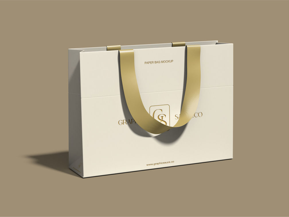 Paper Bag Mockup Half Side View Preview 1