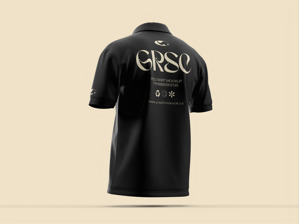 Polo Shirt Mockup Back Half Side View Preview 1