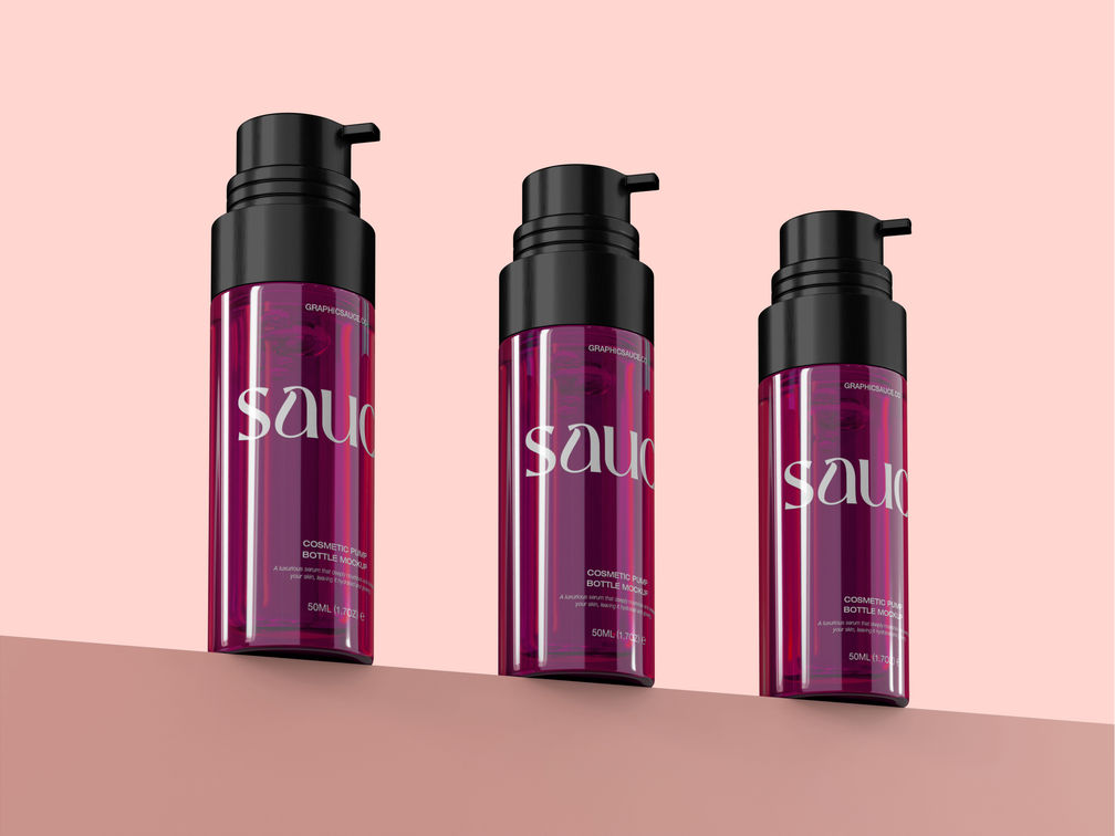 Serum Pump Bottle Mockup Low Angle View Preview 1 1