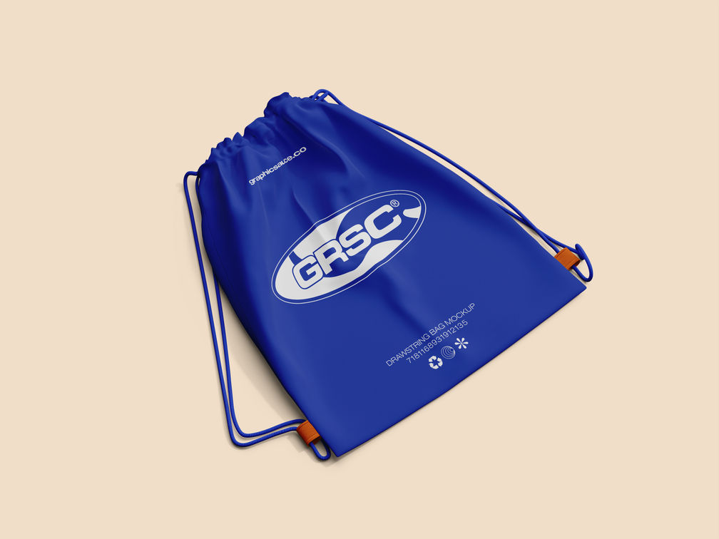 Drawstring Bag Mockup Isometric View Preview 1