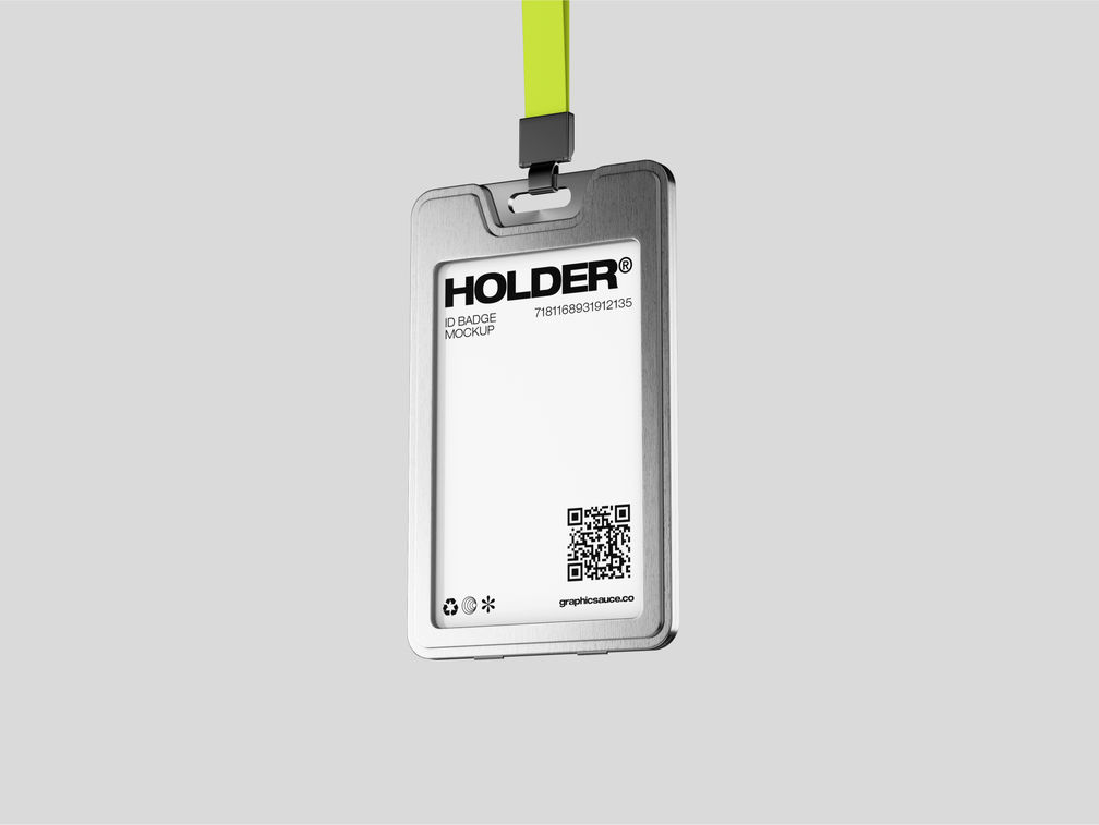 Id Badge Mockup Flying View Preview 1
