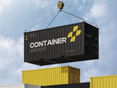 Shipping Container Mockup Flying View Preview 3