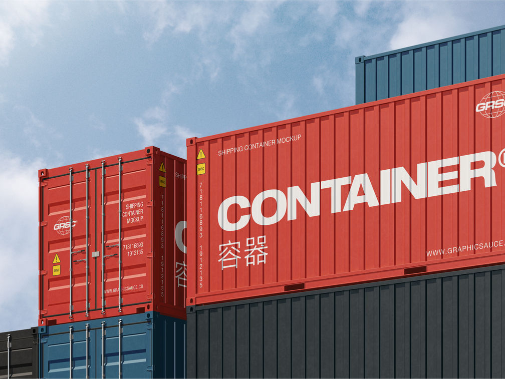 Shipping Container Mockup Low Angle View Preview 1