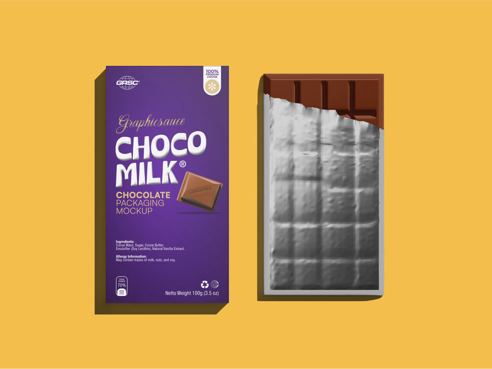 Chocolate Bar Packaging Mockup Top View Preview 1