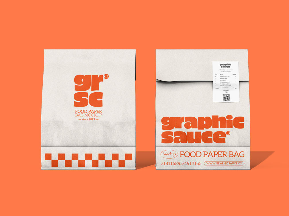 Food Paper Bag Mockup Front View Preview 1