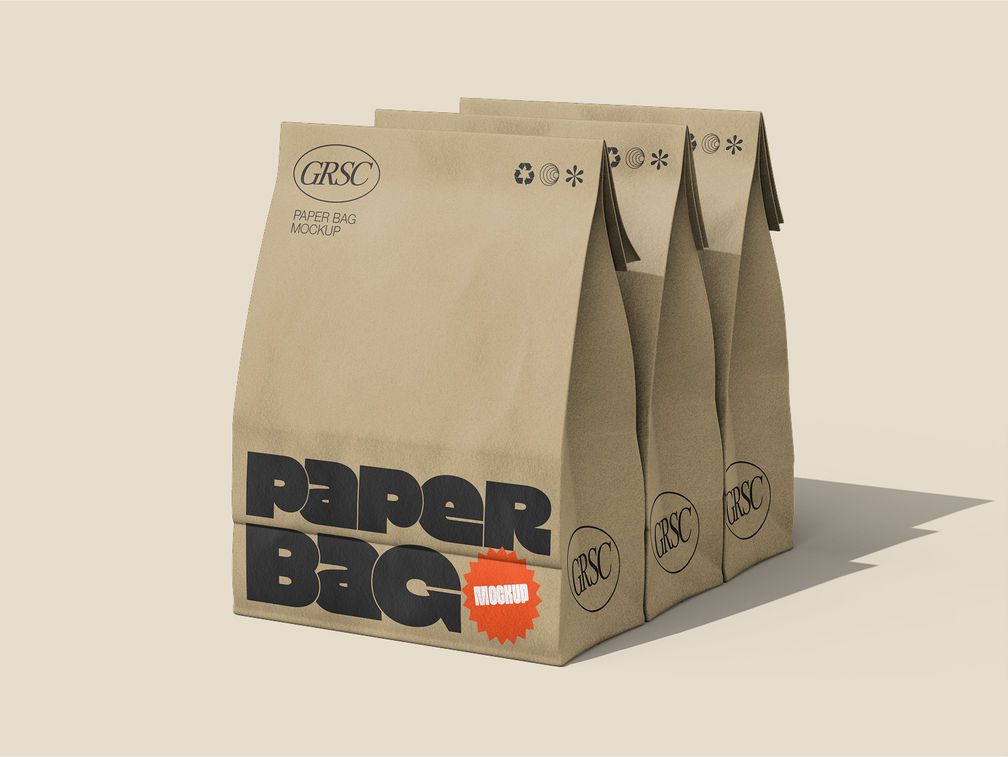 Food Paper Bag Mockup Half Side View Preview 1