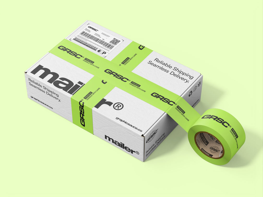 Mailing Box With Tape Mockup Isometric Preview 1
