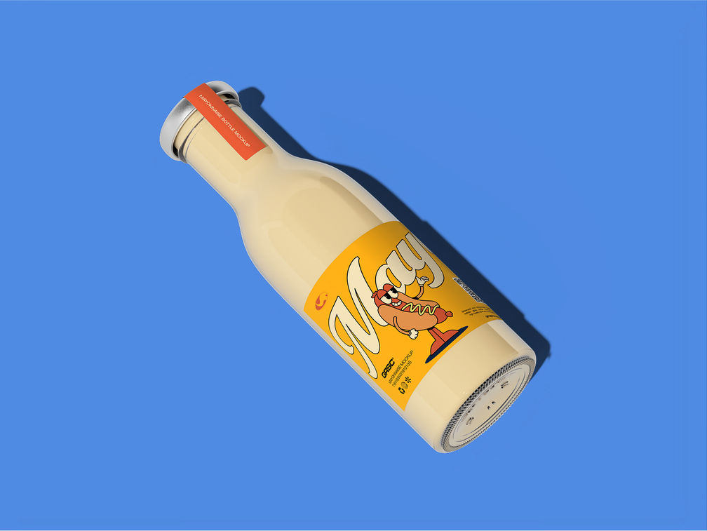 Mayonnaise Bottle Mockup Isometric Preview 1