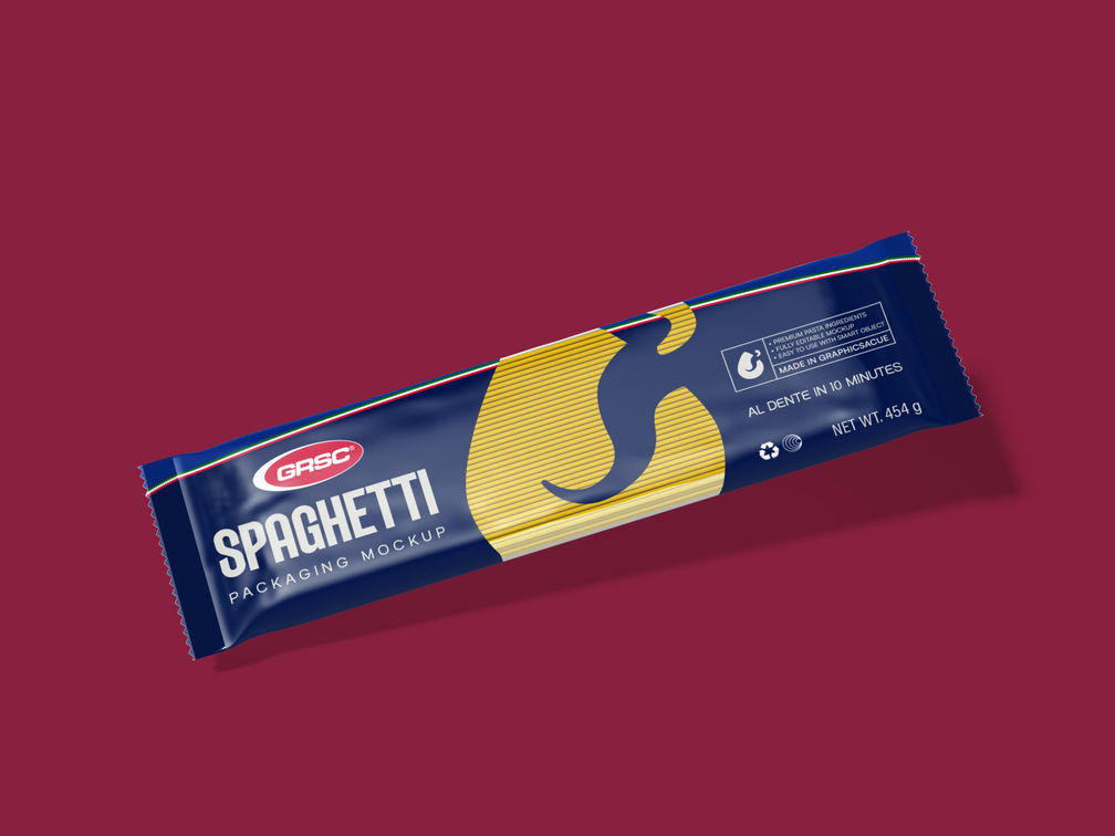 Pasta Packaging Mockup Half Side View Preview 1