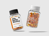 Pill Capsule Bottle Mockup Flying View Preview 3