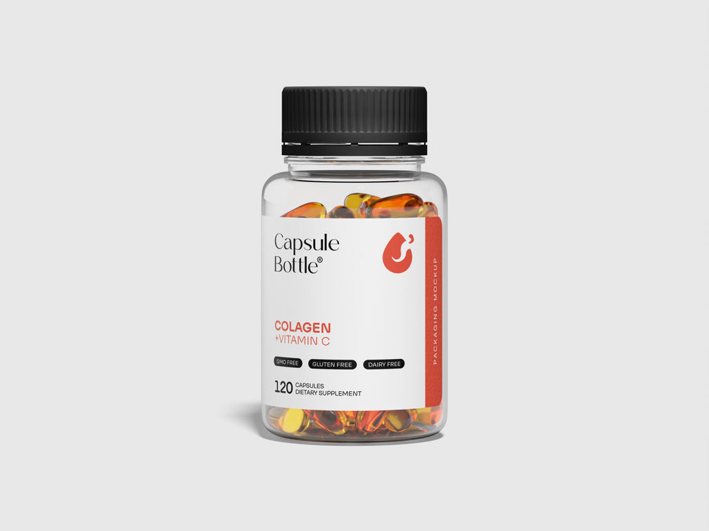 Pill Capsule Bottle Mockup Front View Preview 1