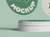 Round Coaster Mockup Flying View Preview 4