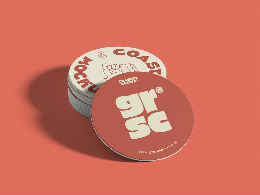 Round Coaster Mockup Half Side View Preview 1