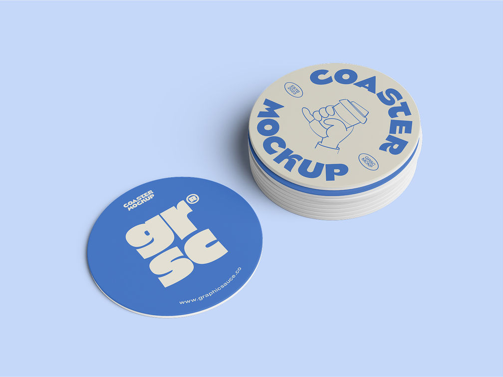 Round Coaster Mockup Isometric Preview 1