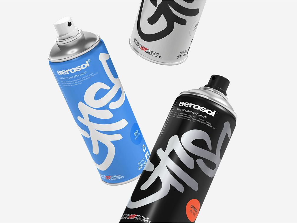 Spray Can Mockup Flying View Preview 1