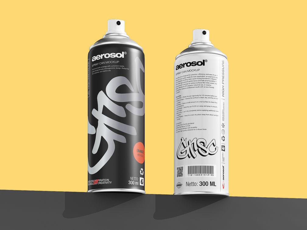 Spray Can Mockup Low Angle View Preview 1