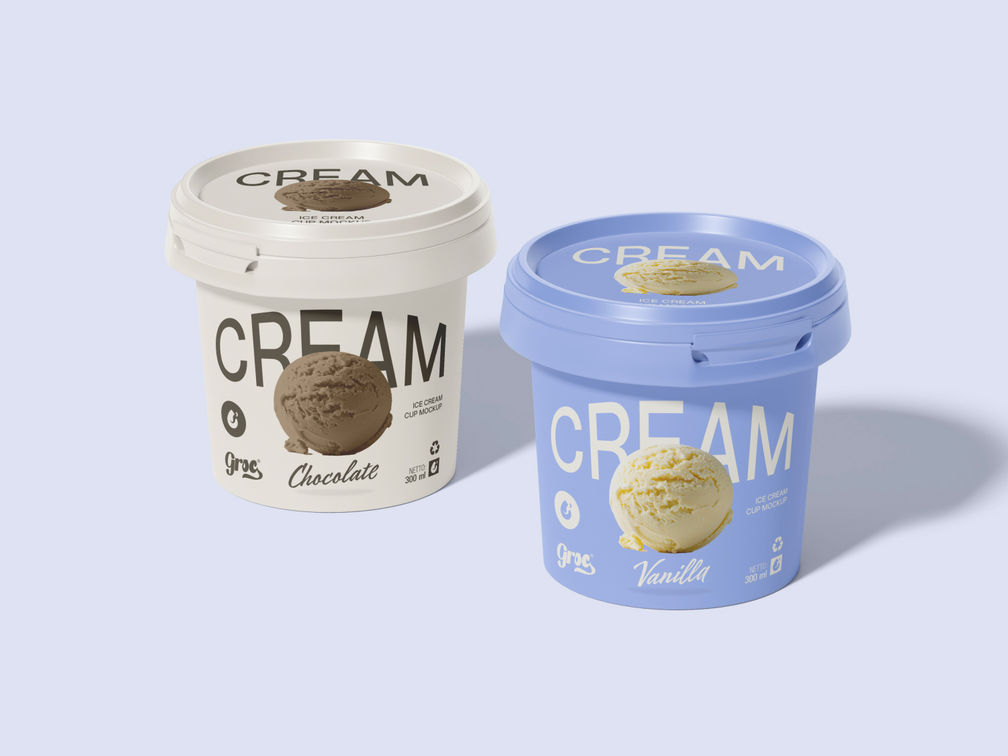Bucket Ice Cream Cup Mockup Front View Preview 1