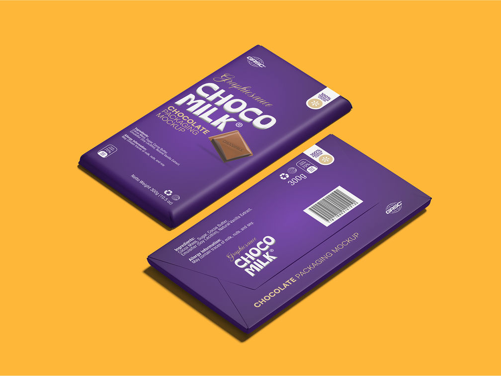 Chocolate Bar Packaging Mockup Isometric View Preview 1