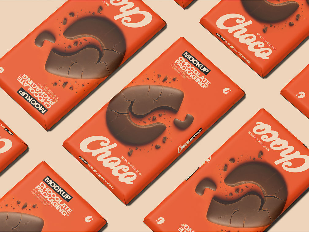 Chocolate Bar Packaging Mockup Top View Preview 1