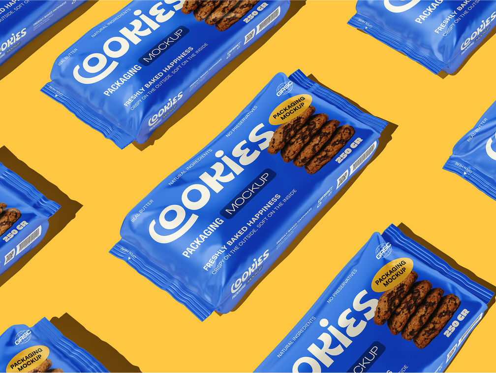 Cookies Packaging Mockup Isometric View Preview 1