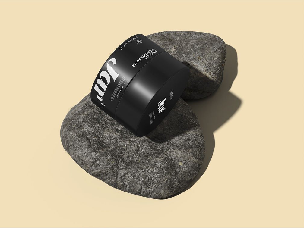 Cosmetic Jar With Stone Mockup Isometric View Preview 1