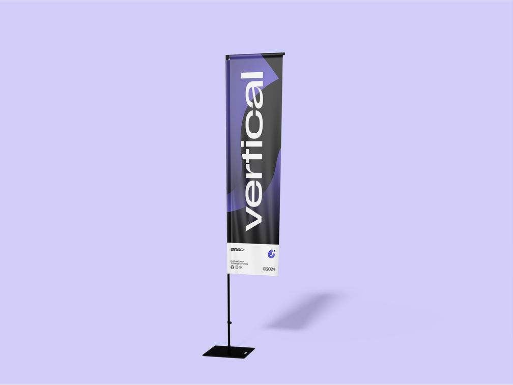 Event Vertical Flag Mockup Half Side View Preview 1