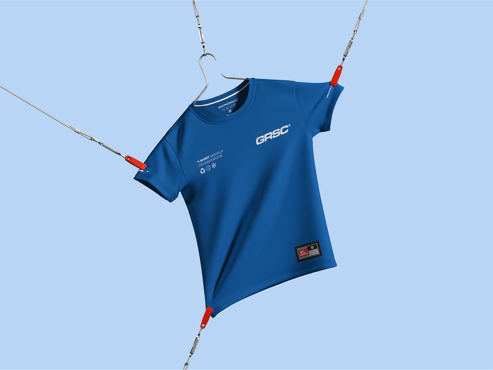 Hanging T Shirt Mockup Flying View Preview 1