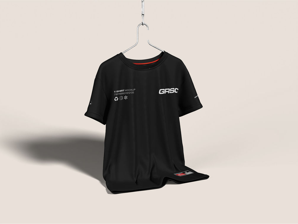 Hanging T Shirt Mockup Half Side View Preview 1