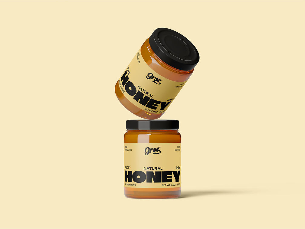 Honey Mason Jar Mockup Flying View Preview 1