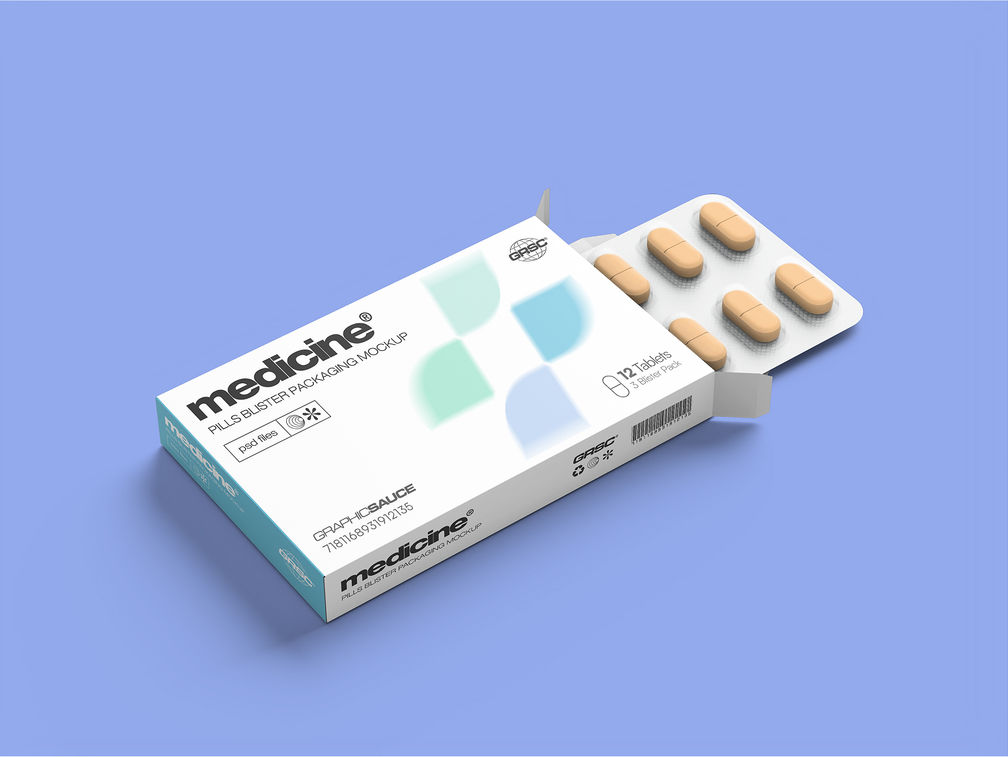 Medicine Pills Box Mockup Isometric View Preview 1