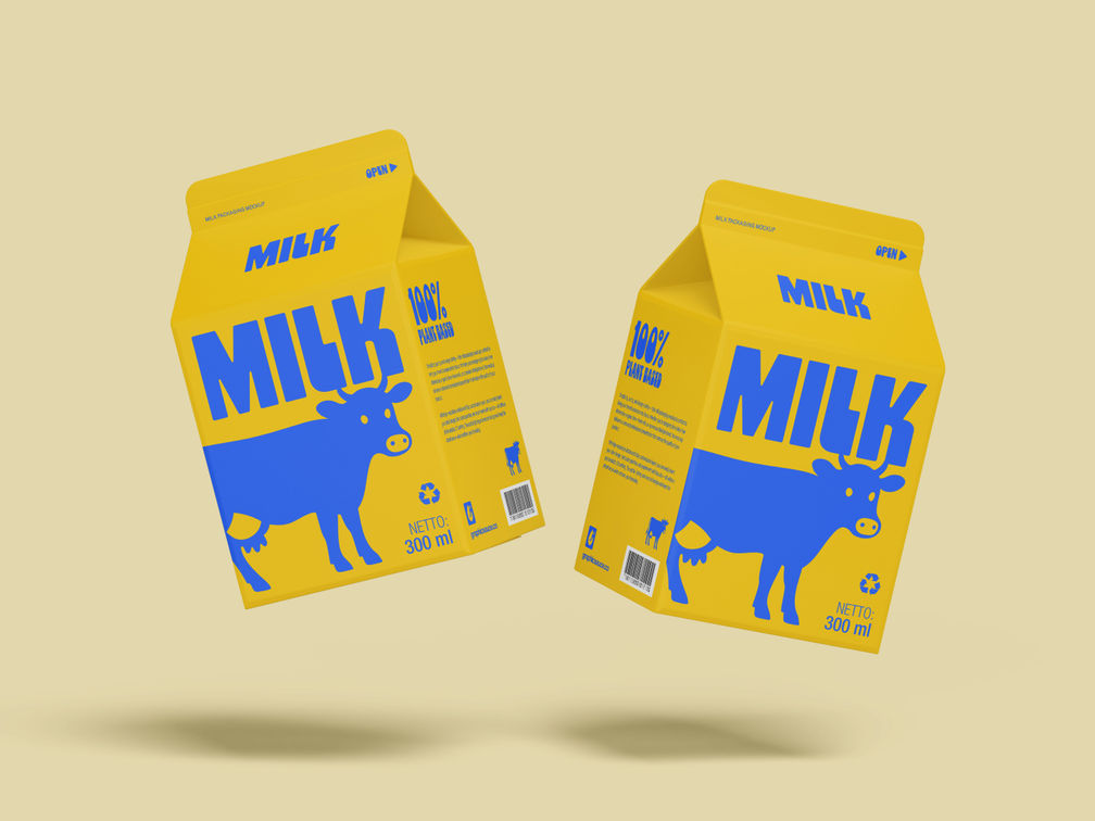 Milk Box Mockup Flying View Preview 01