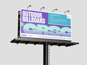 Outdoor Advertising Billboard Mockup Half Side View Preview 2