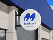Outdoor Round Signage Mockup Half Side View Preview 3